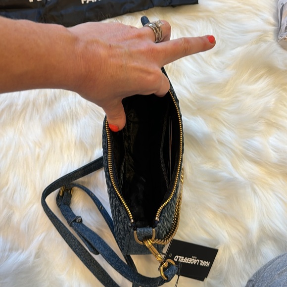 NWT Karl Lagerfeld Denim Shoulder Crossbody Bag - Picture 11 of 12